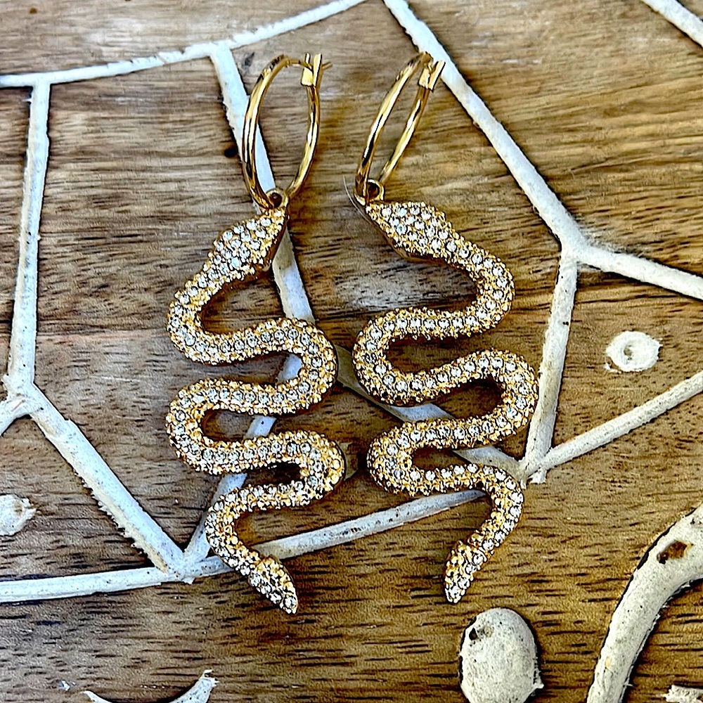 Gold snake earrings